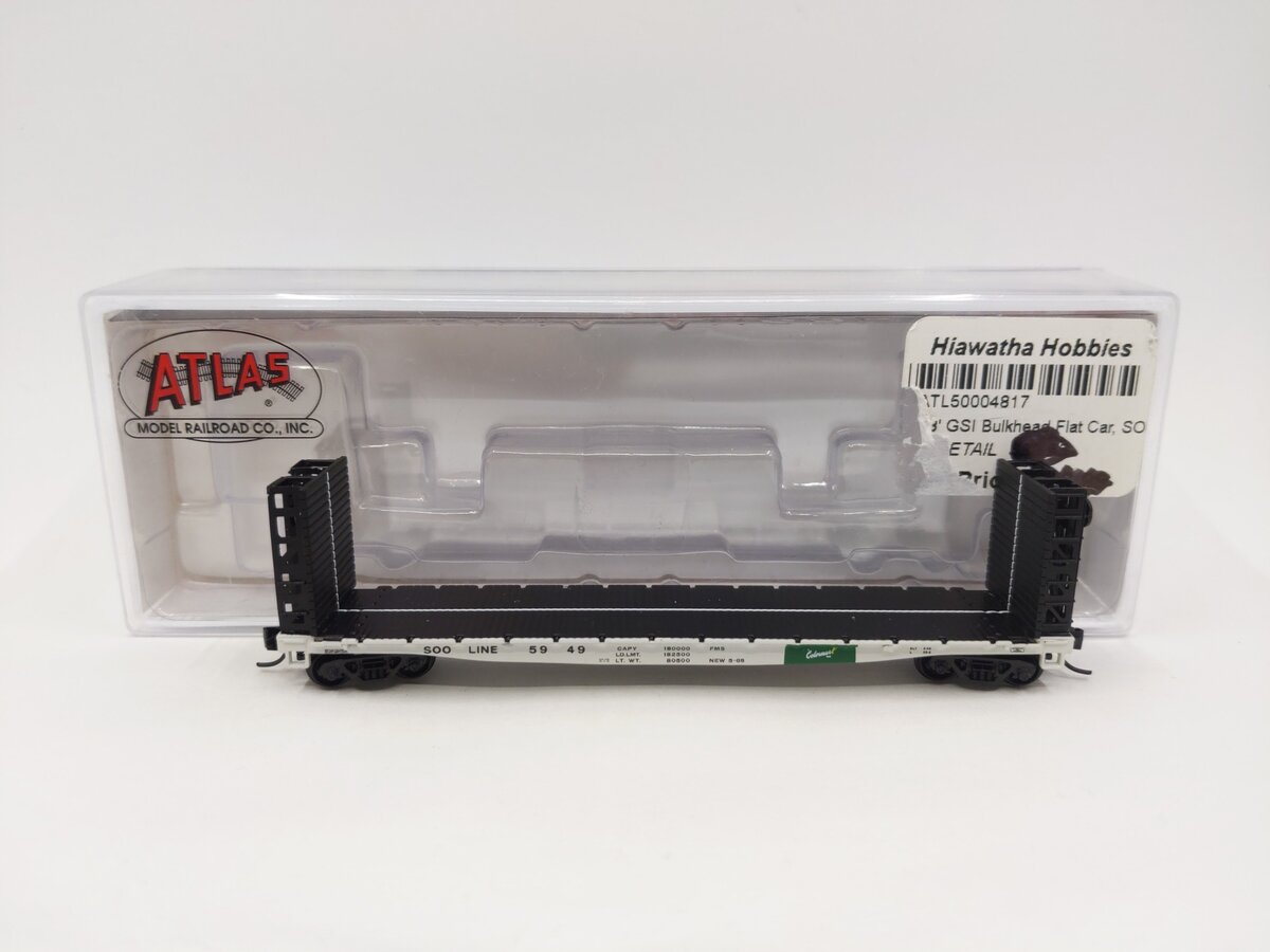 Atlas 50004817 N SOO Lines 48' GSI Bulkhead Flat Car #5949 LN/Box