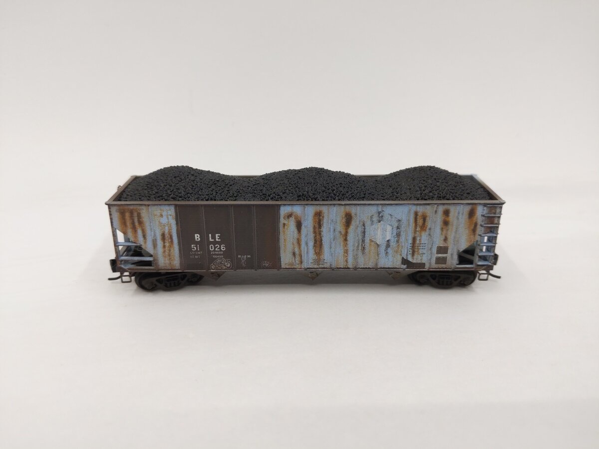 Micro-Trains N Scale Bessemer & Lake Erie 100-Ton 3-Bay Open Hopper w/Coal Load EX/Box