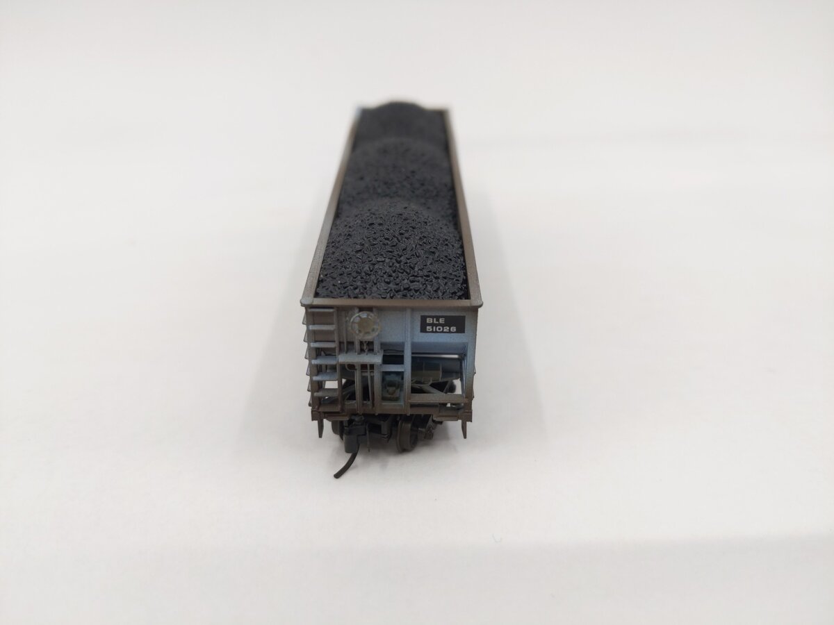 Micro-Trains N Scale Bessemer & Lake Erie 100-Ton 3-Bay Open Hopper w/Coal Load EX/Box