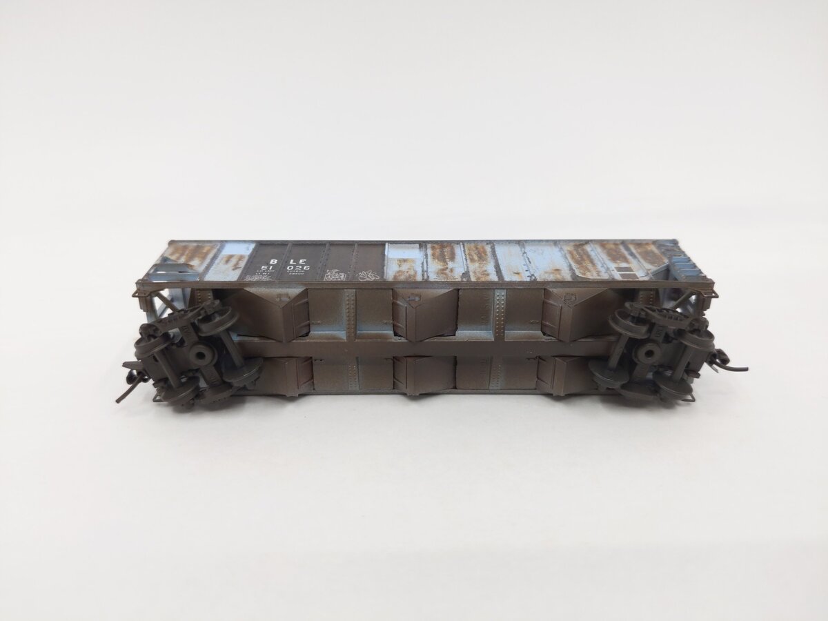 Micro-Trains N Scale Bessemer & Lake Erie 100-Ton 3-Bay Open Hopper w/Coal Load EX/Box
