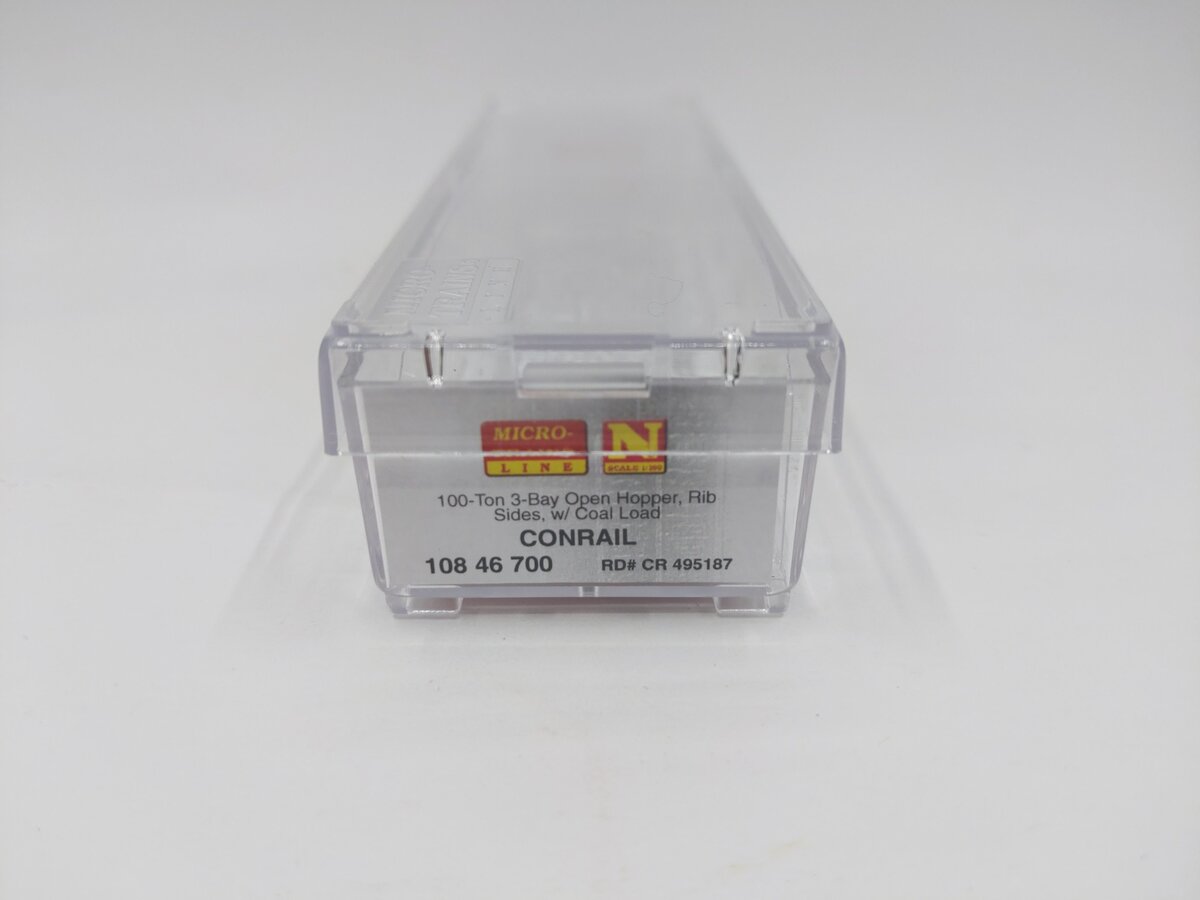 Micro-Trains 10846700 N Scale Conrail 100-Ton 3-Bay Open Hopper w/Coal Load LN/Box