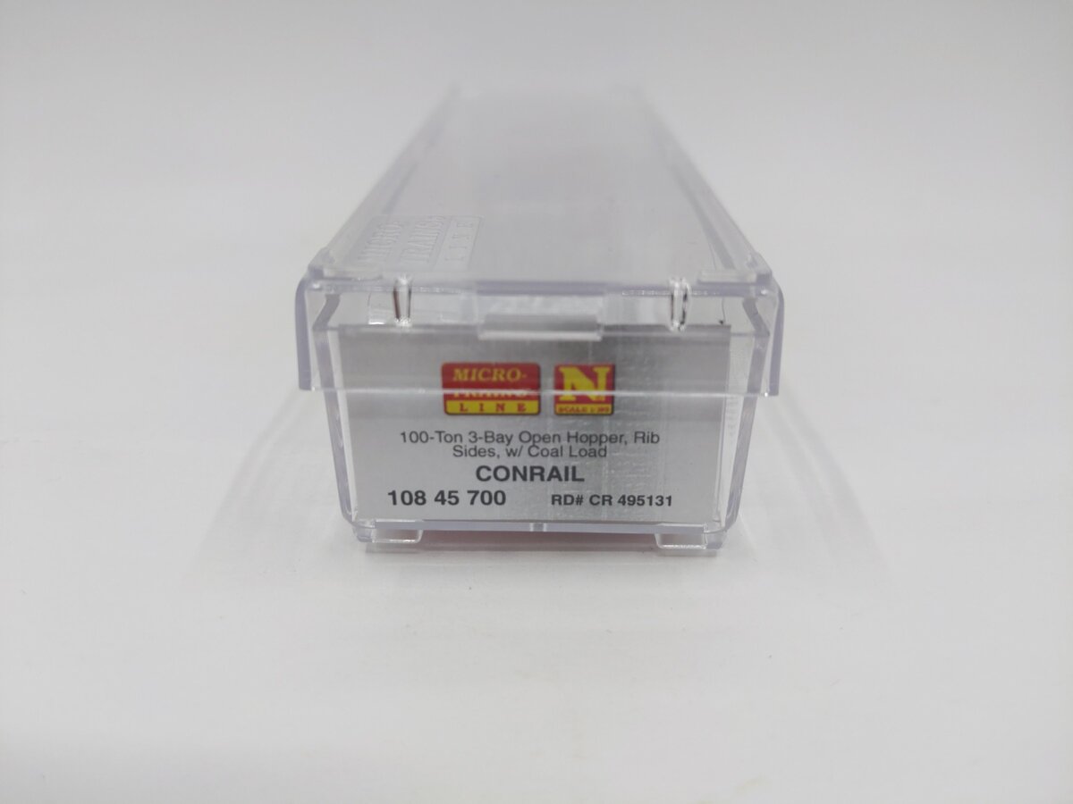 Micro-Trains 10845700 N Scale Conrail 100-Ton 3-Bay Open Hopper w/Coal Load LN/Box