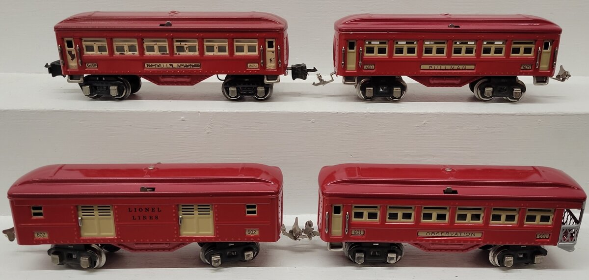Lionel 600S O Prewar Tinplate Passenger Car Set #600, 601 & 602 [4]