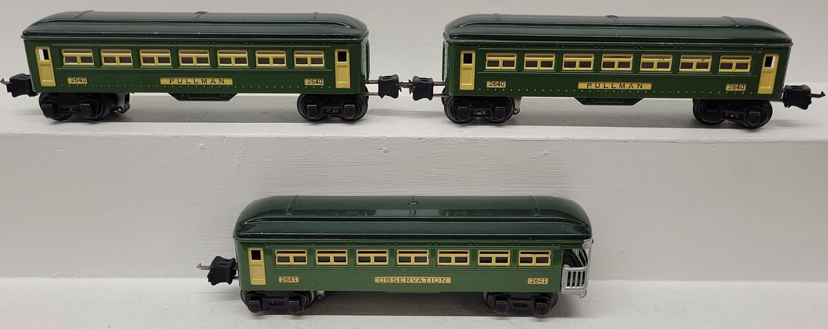Lionel Vintage O Green Tinplate Illuminated Passenger Cars 2440, 2441 [3]