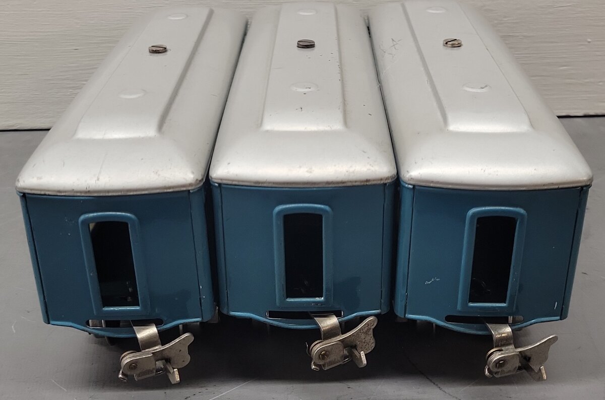 Lionel Vintage O Prewar Blue Tinplate Illuminated Passenger Cars 610, 612 [3] VG