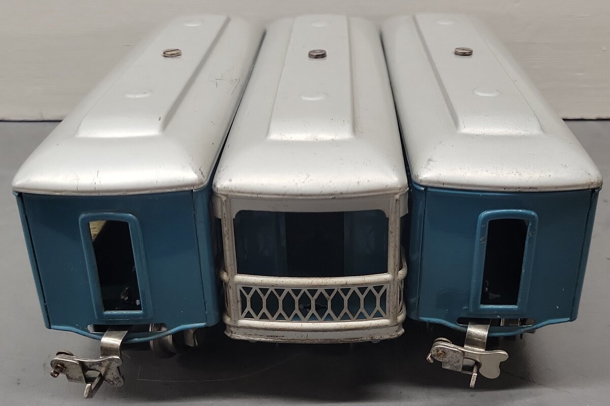 Lionel Vintage O Prewar Blue Tinplate Illuminated Passenger Cars 610, 612 [3] VG