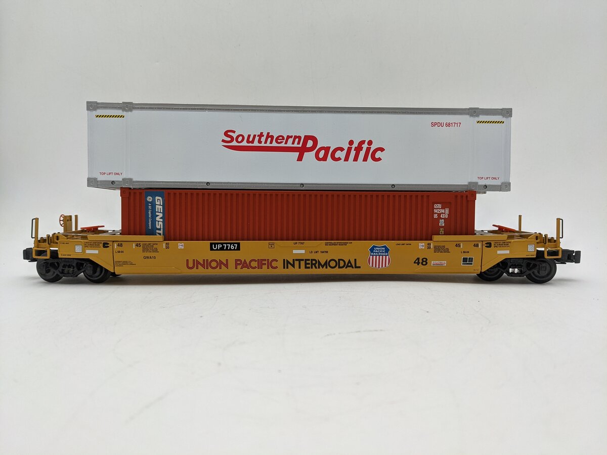 K-Line K7767 O Gauge Union Pacifc Flatcar w/ 2 Containers EX
