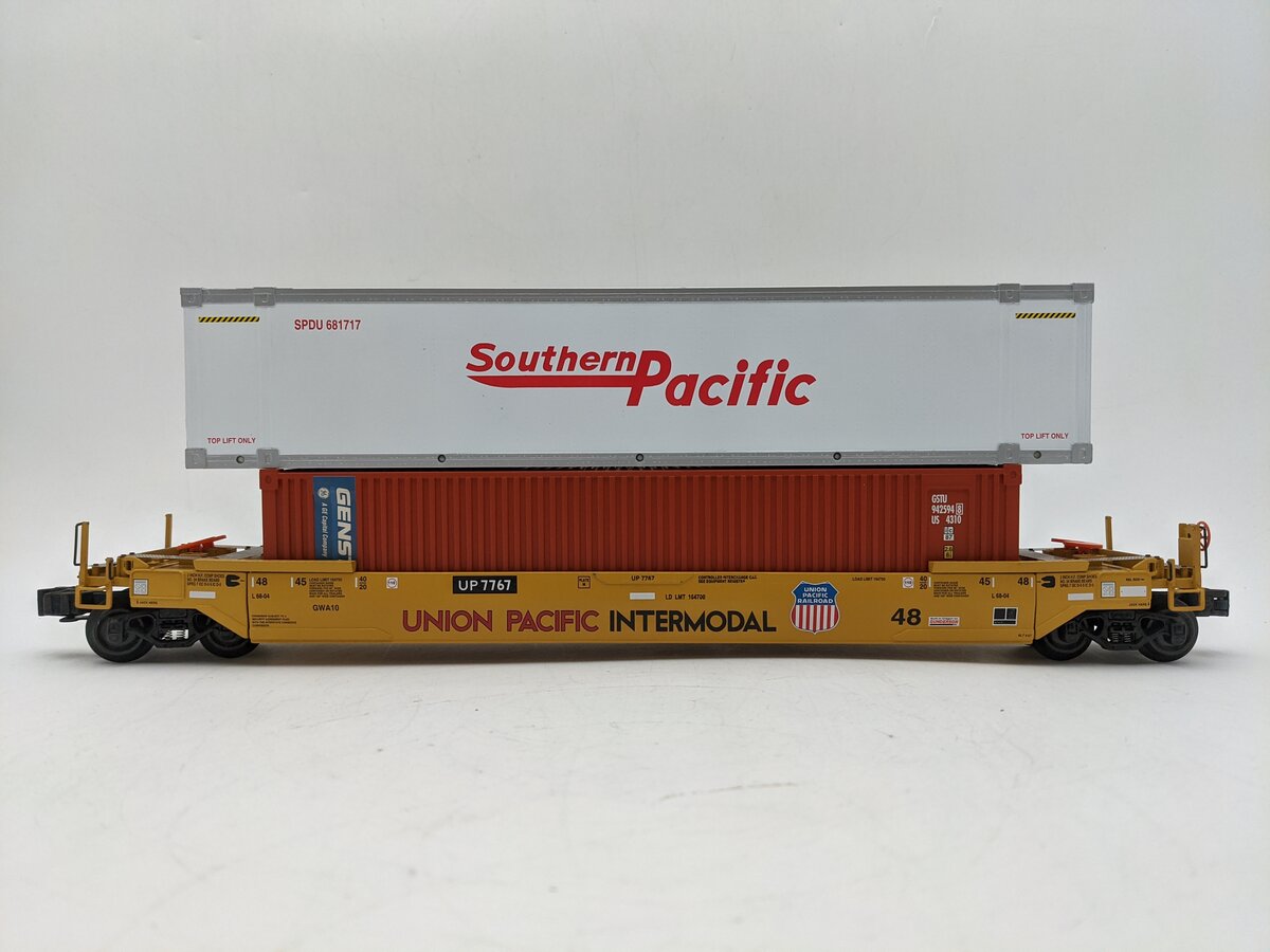 K-Line K7767 O Gauge Union Pacifc Flatcar w/ 2 Containers EX