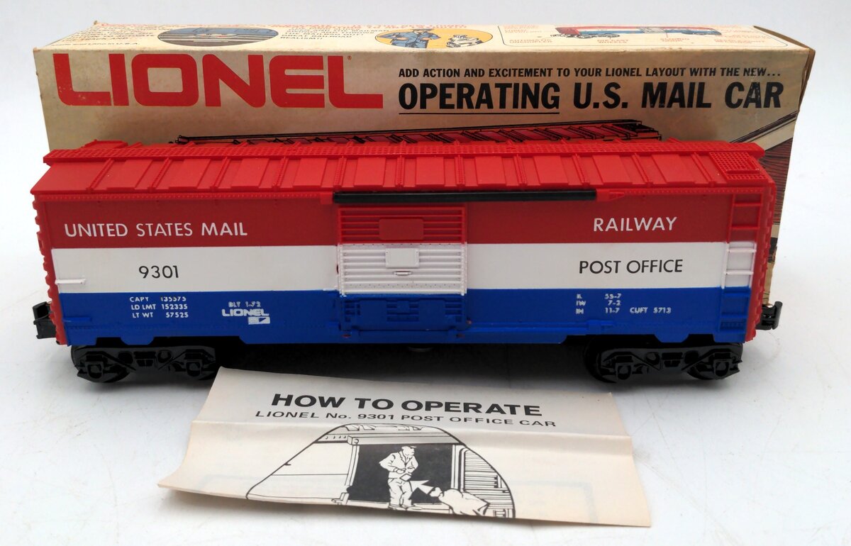 Lionel 6-9301 O Gauge US Mail Operating Boxcar #9301 - Without Mailbag VG/Box