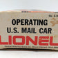 Lionel 6-9301 O Gauge US Mail Operating Boxcar #9301 - Without Mailbag VG/Box
