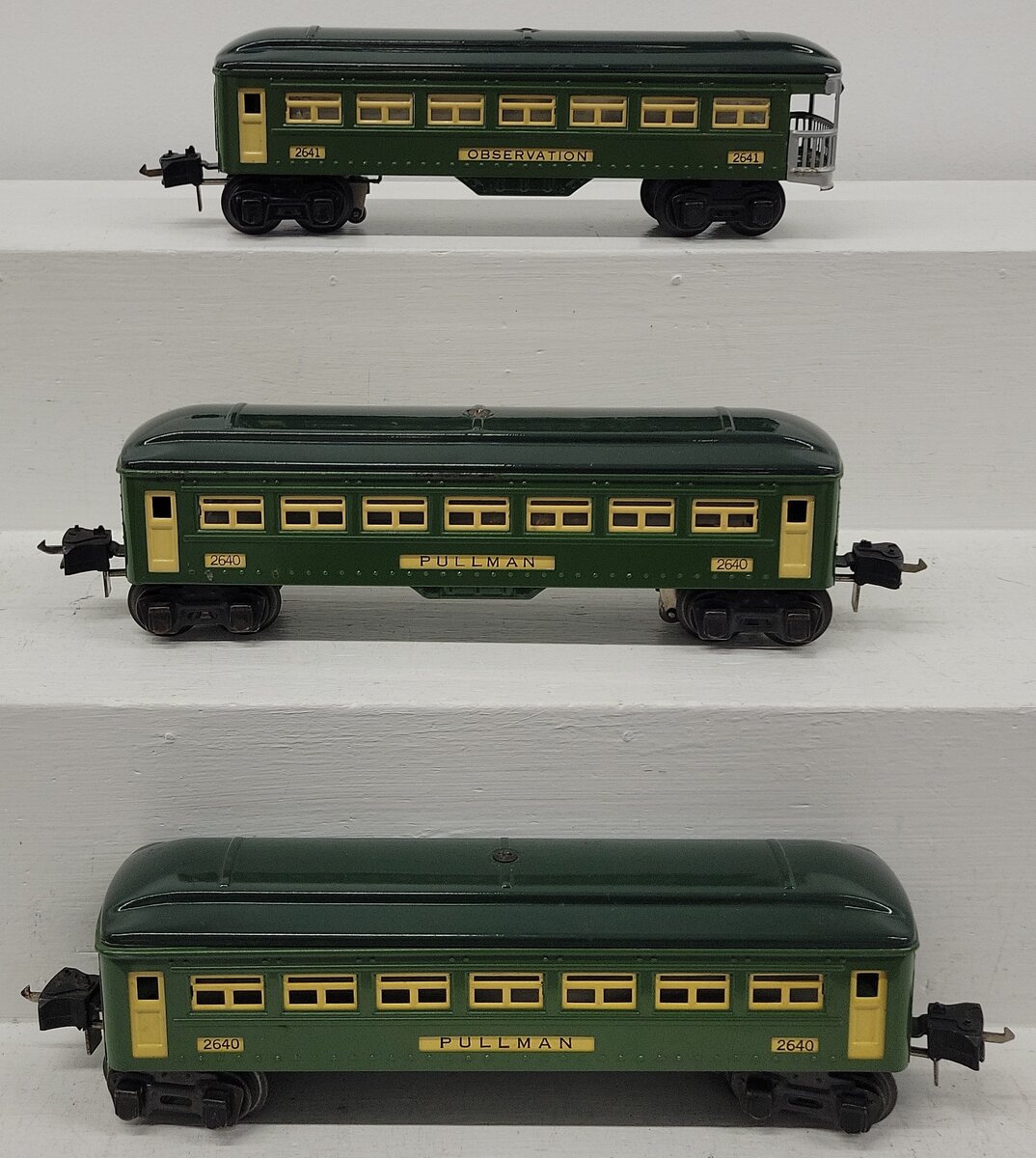 Lionel O Gauge Prewar Custom Tinplate Pullman Passenger Cars #2640,2640,2641 [3]