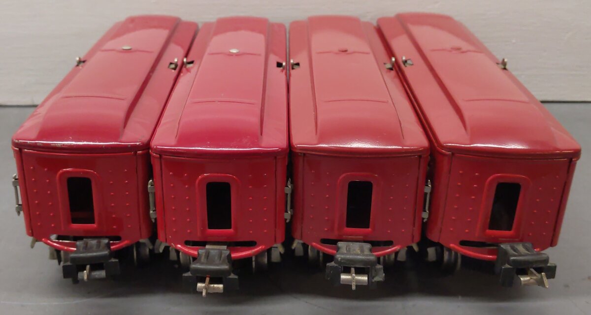 Lionel Vintage O Prewar Red Tinplate Passenger Cars 601, 602, 2600, 2601 [4]