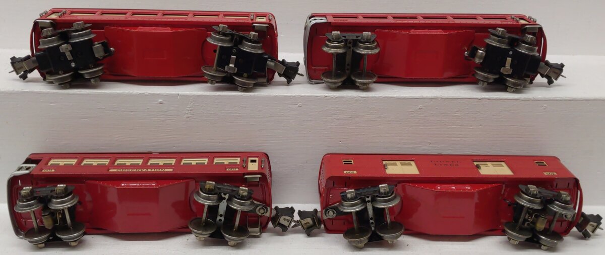 Lionel Vintage O Prewar Red Tinplate Passenger Cars 601, 602, 2600, 2601 [4]