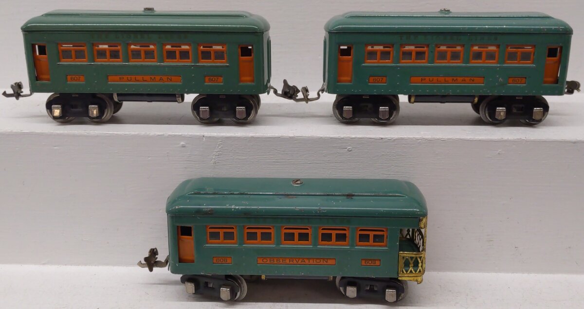 Lionel Vintage O Tinplate Illuminated Passenger Cars 607, 608 [3]
