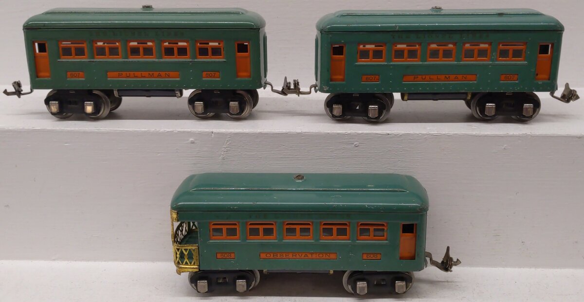 Lionel Vintage O Tinplate Illuminated Passenger Cars 607, 608 [3]
