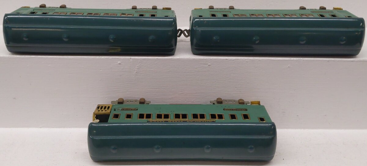 America Flyer Vintage O Prewar Tinplate Illuminated Passenger Cars 3281, 3282[3]