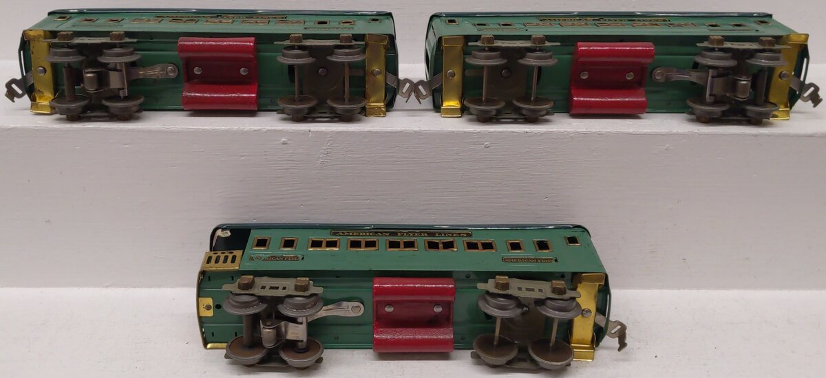 America Flyer Vintage O Prewar Tinplate Illuminated Passenger Cars 3281, 3282[3]