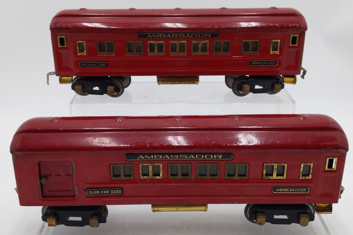 American Flyer O Gauge Vintage Ambassador Passenger Cars #3380,3381 [2] VG