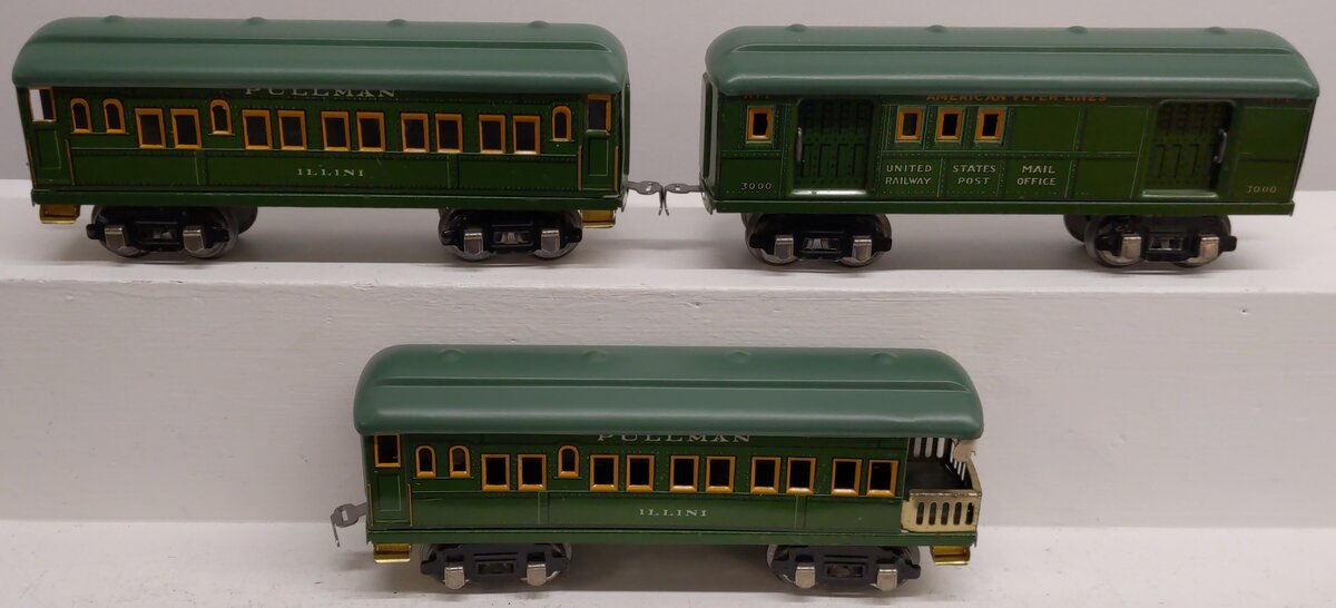 American Flyer Vintage O Prewar Tinplate Passenger Cars 3000, 3001, 3001 [3]