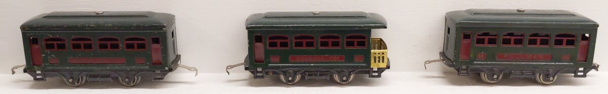 Lionel O Gauge Prewar Tinplate Passenger Cars #629,629,630 [3] VG