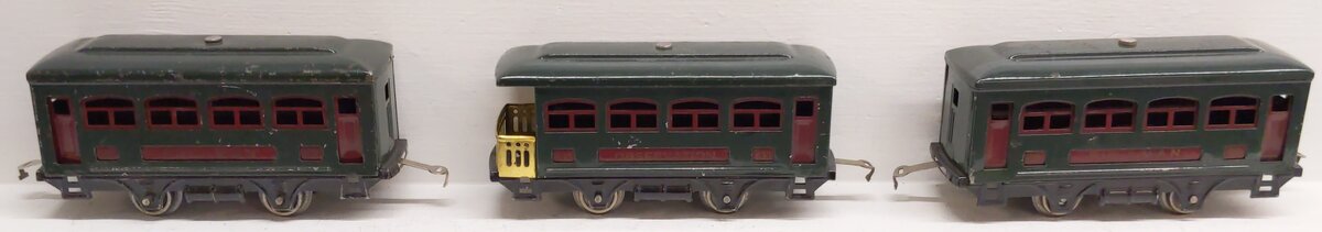 Lionel O Gauge Prewar Tinplate Passenger Cars #629,629,630 [3] VG