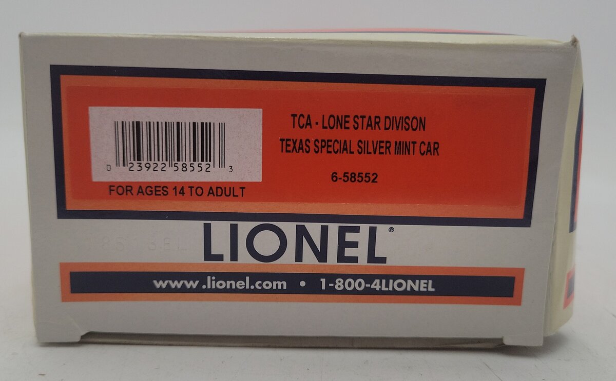 Lionel 6-58552 O Gauge Lone Star Division Texas Special Silver Mint Car LN/Box