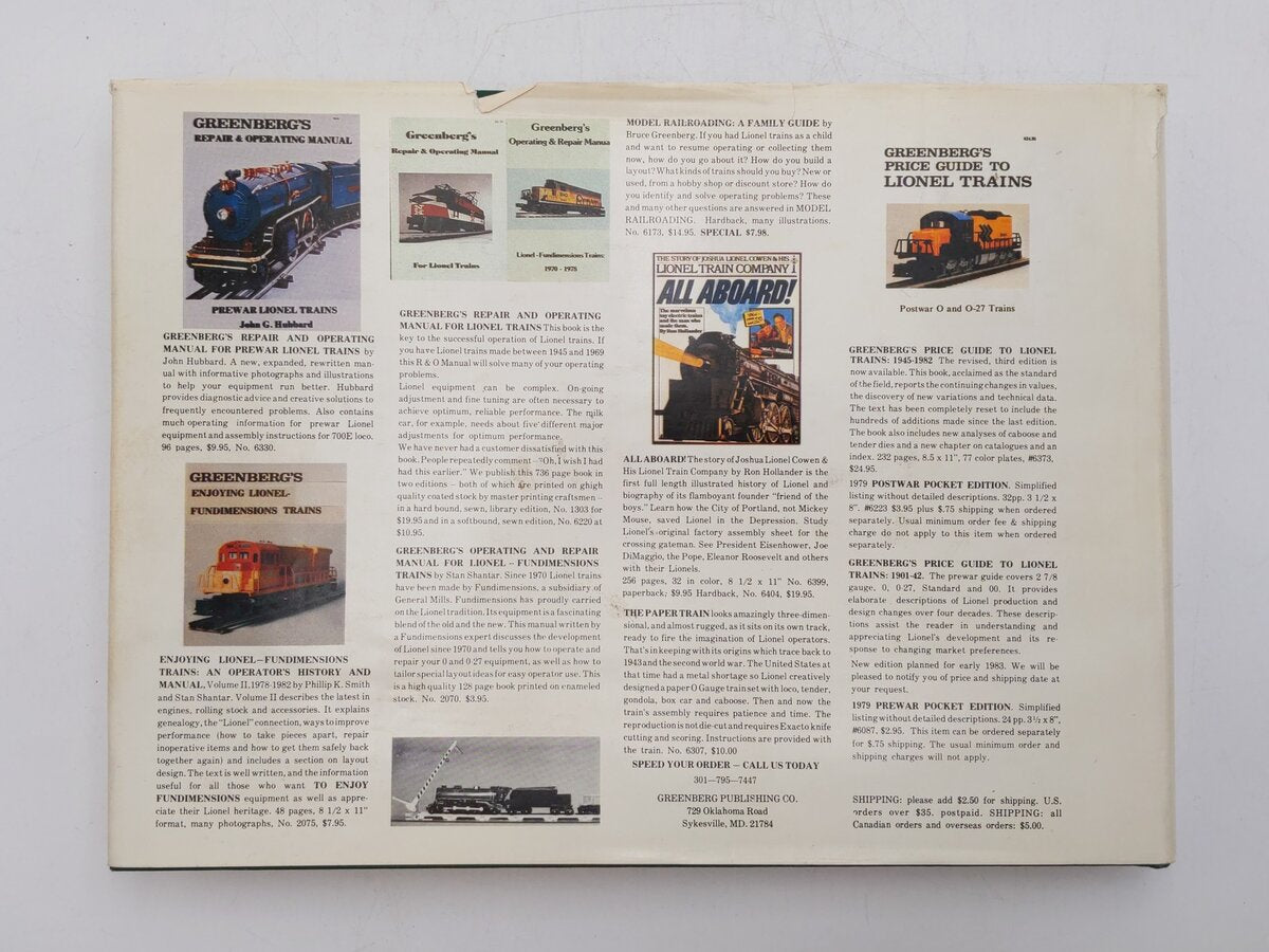 Greenberg's Lionel Catalogues Vol.1 Hardcover Book By Bruce C. Greenberg Ph.D VG