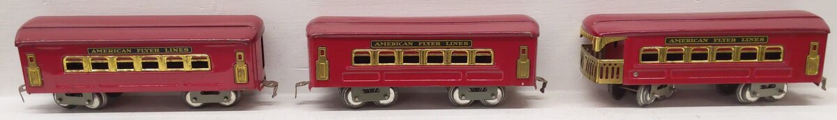 American Flyer O Gauge Prewar Custom Tinplate Passenger Cars #404,404,405 [3]