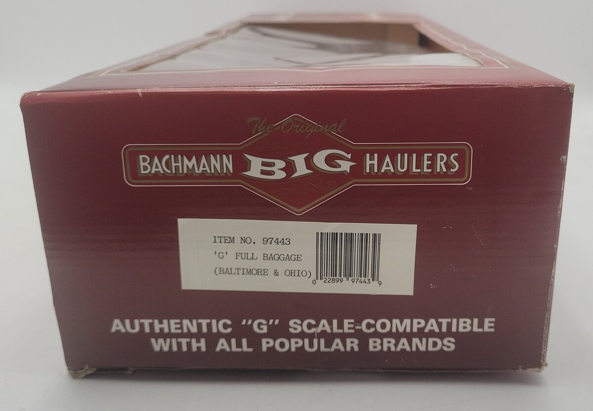 Bachmann 97443 G Scale Baltimore & Ohio Baggage Car #820 w/Metal Wheels EX/Box