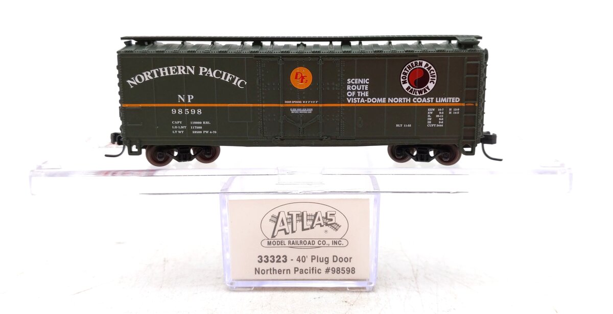 Atlas 33323 N Scale Northern Pacific 40' Plug Door Box Car #98598 NIB