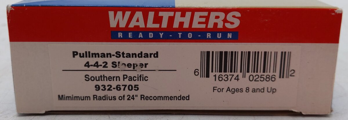 Walthers 932-6705 HO Southern Pacific Pullman 4-4-2 Sleeper Car EX/Box