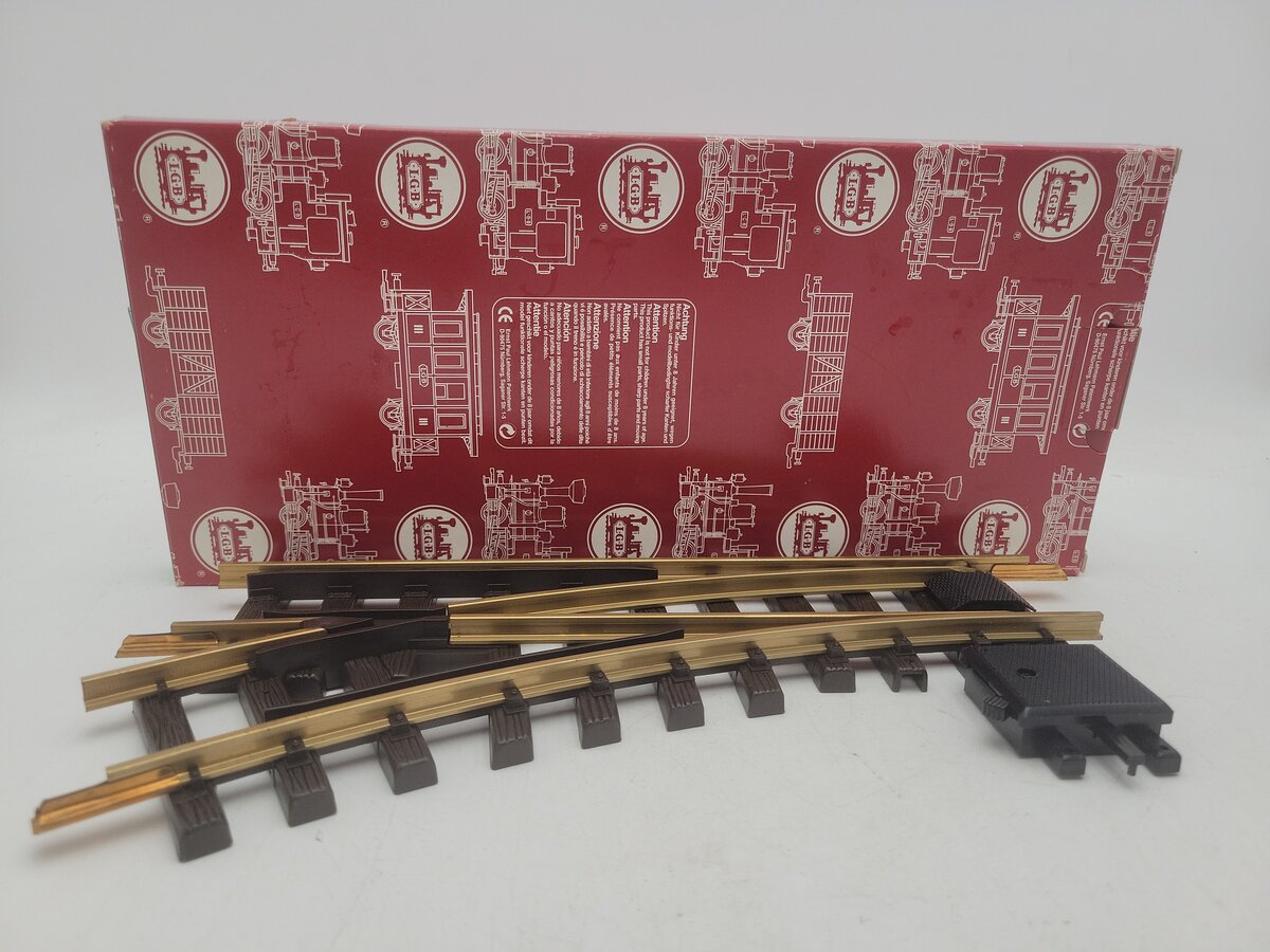 LGB 12100 G Gauge Brass 30° Left Hand Manual Switch Turnout EX/Box