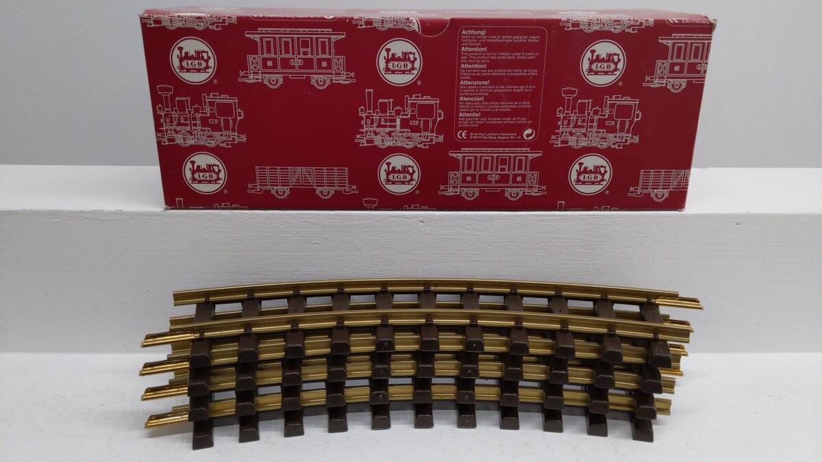 LGB 1100 G Scale 30 Degree Curved Track Sections (4) EX/Box