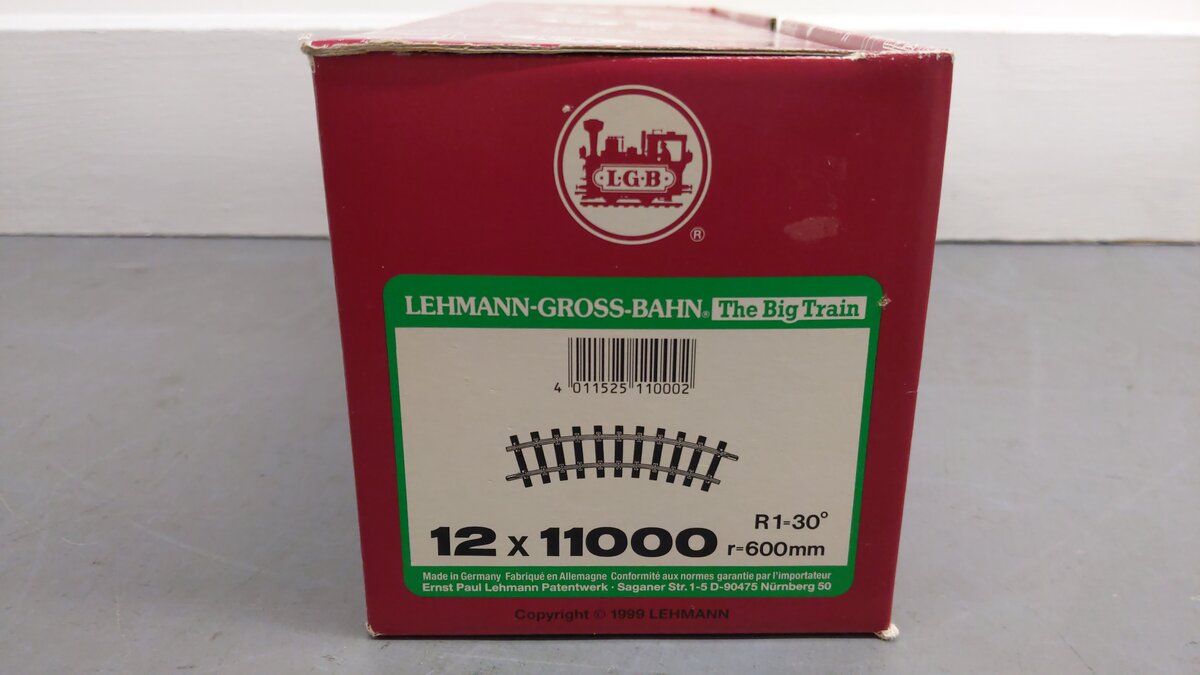 LGB 1100 G Scale 30 Degree Curved Track Sections (4) EX/Box