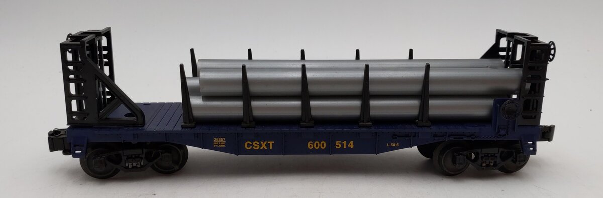 Lionel 6-26357 O Gauge CSX Flatcar w/Pipe Load #600514 LN/Box
