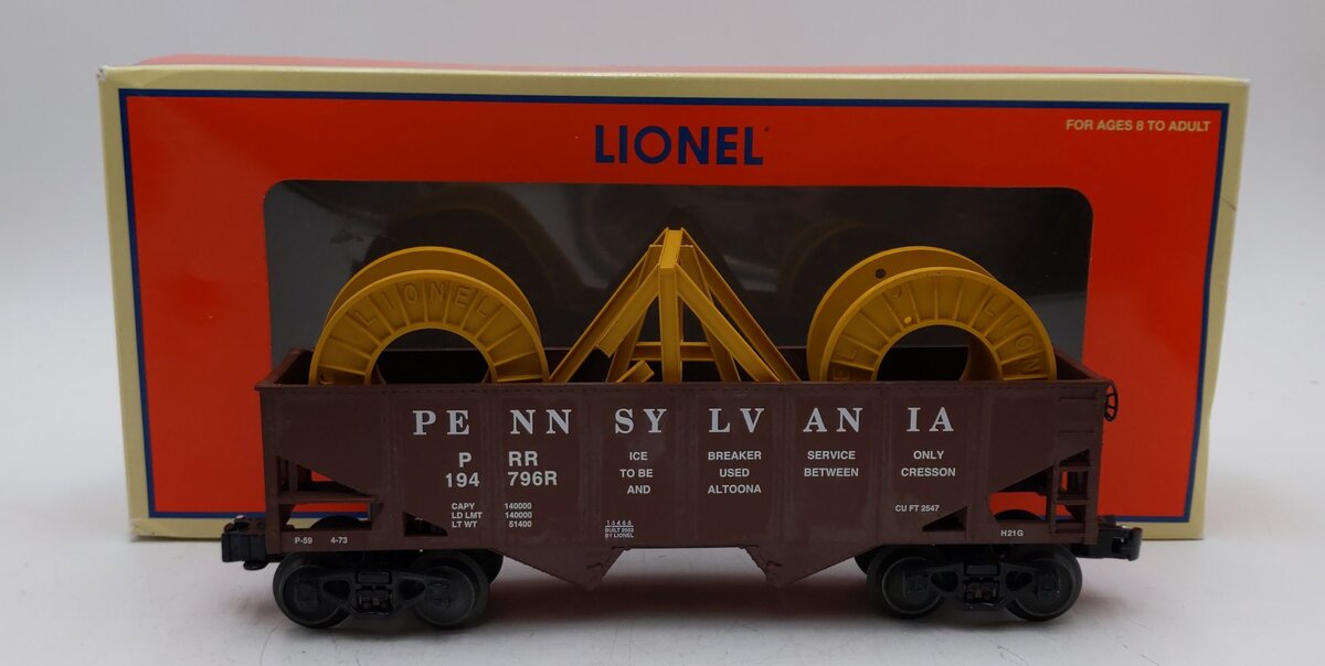 Lionel 6-26379 O Gauge Pennsylvania Gondola With Cable Reels EX/Box