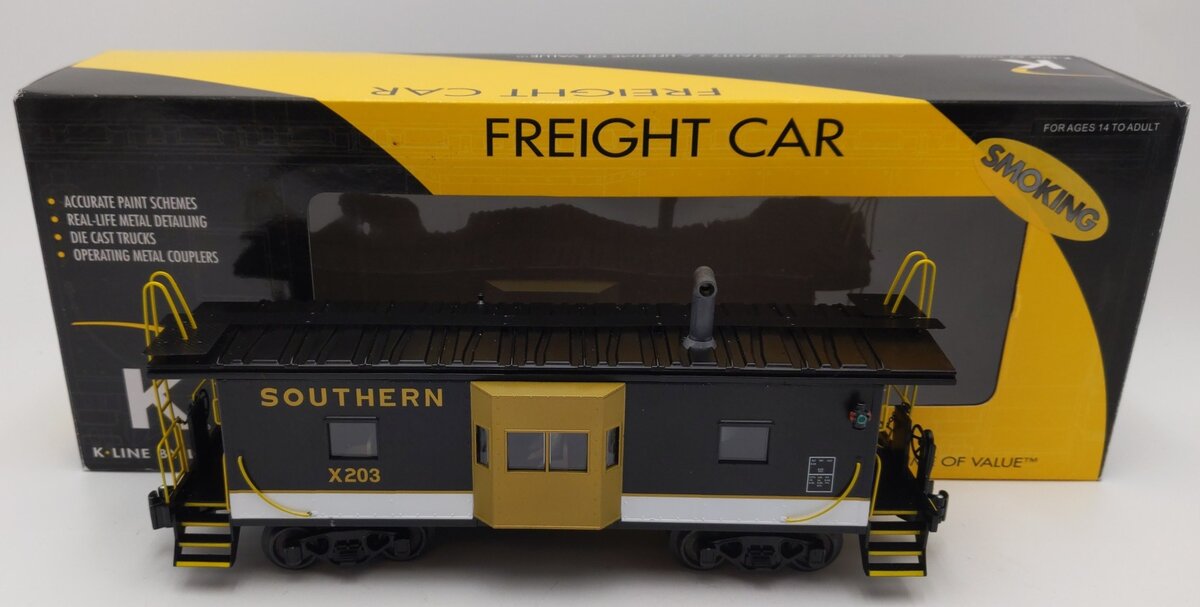 Lionel K-Line 6-22671 O Gauge Southern Bay Window Smoking Caboose Car #203 EX/Box