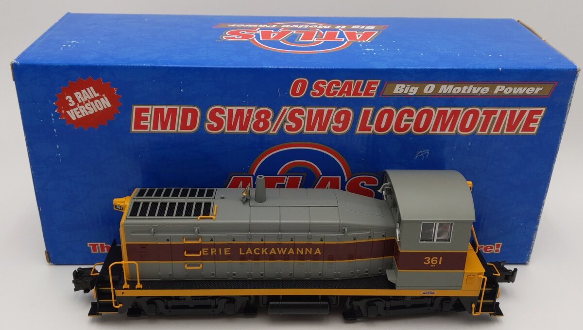 Atlas 6103-1 O Erie Lackawanna EMD SW8 Diesel Locomotive w/Sound #361 - 3 Rail EX/Box