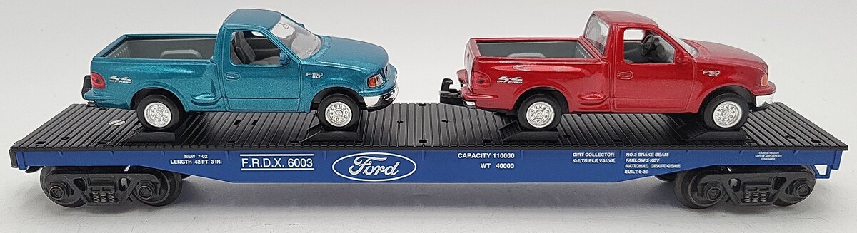 K-Line K691-6003 O Gauge Ford Flatcar with 2 Ford F150s EX