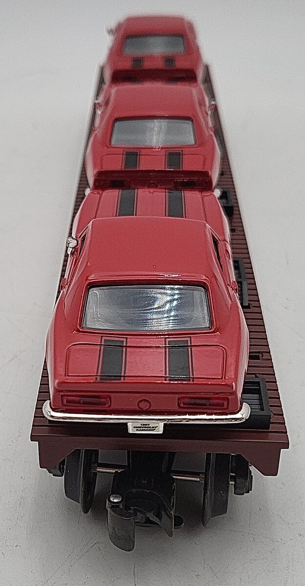 K-Line K691-1051 O Gauge ATSF Flatcar with 3 Diecast Camaros EX