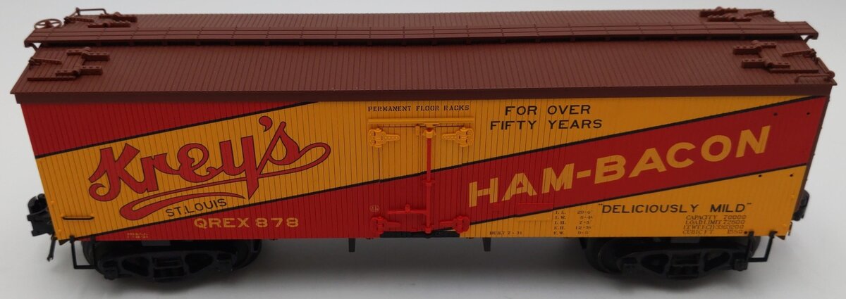 Atlas 8009-1 O Gauge Krey's 36' Woodside Refrigerator Car #878 (3Rail) EX