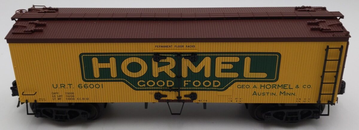 Atlas 8004-2 O Gauge Hormel 36' Woodside Reefer Car #66001 (3Rail) LN
