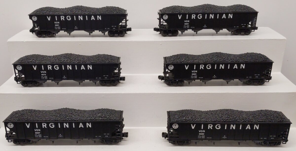 MTH 20-97063 O Gauge Virginian Premier 4-Bay Hopper Car Set (Set of 6) EX