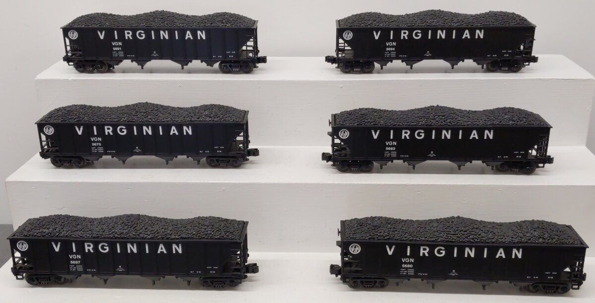MTH 20-97063 O Gauge Virginian Premier 4-Bay Hopper Car Set (Set of 6) EX