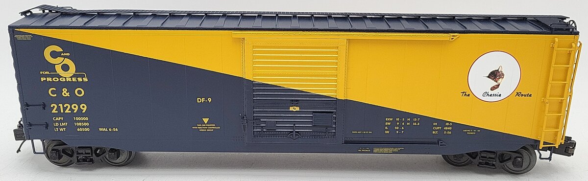 MTH 20-93584 O Chesapeake & Ohio 50' PS-1 Box Car w/Youngstown Door #21299 EX