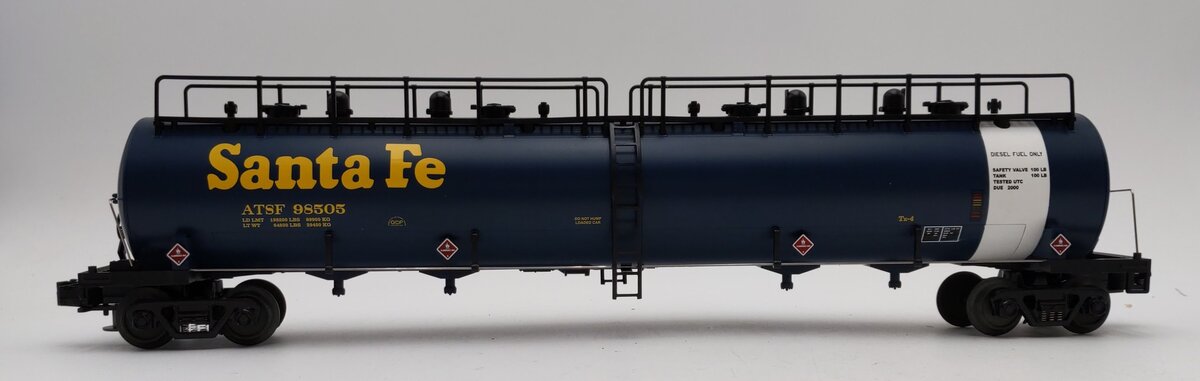 MTH 20-96024 O Scale AT&SF 20K Gal. 4-Compartment Tank Car #98505 VG