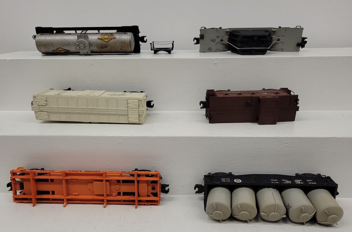 Lionel Vintage O Freight Cars: 3472, 6457, 6555, 6561, 347000, 6362555 [6] VG