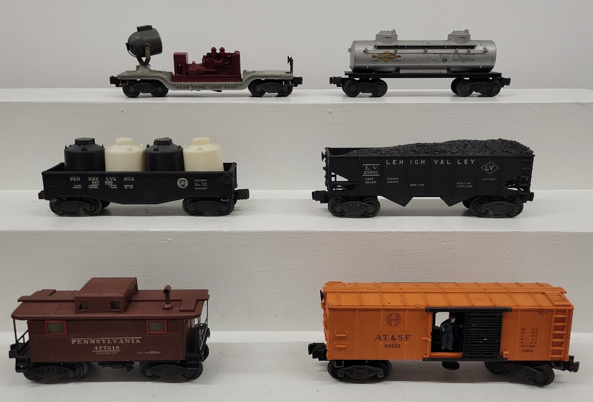 Lionel Vintage O Freight Cars: 63132, 23000, 347000, 6520, 6465 [6] VG