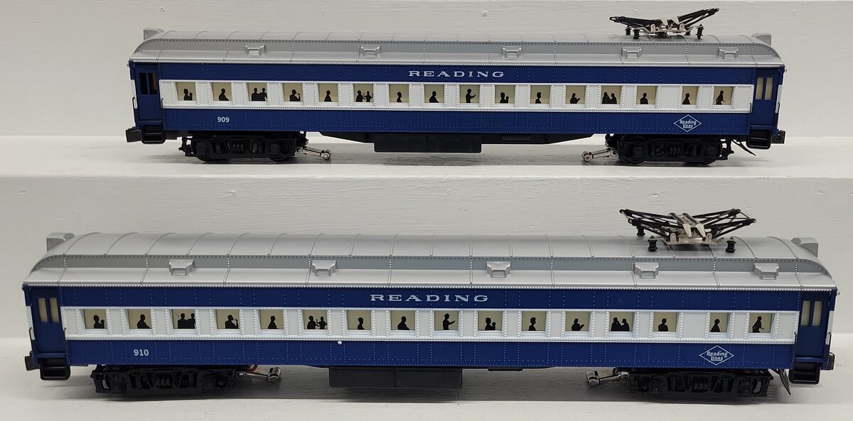 K-Line K-2707 O Scale Reading Blue & White Interurban Cars #909 & #910 LN/Box