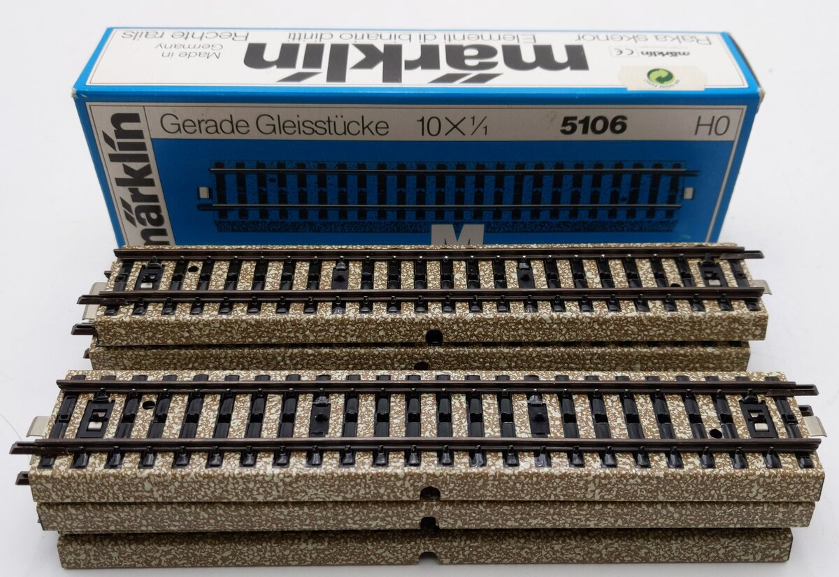 Marklin 5106 HO M Track Metal Straight Track (Box of 10) VG/Box